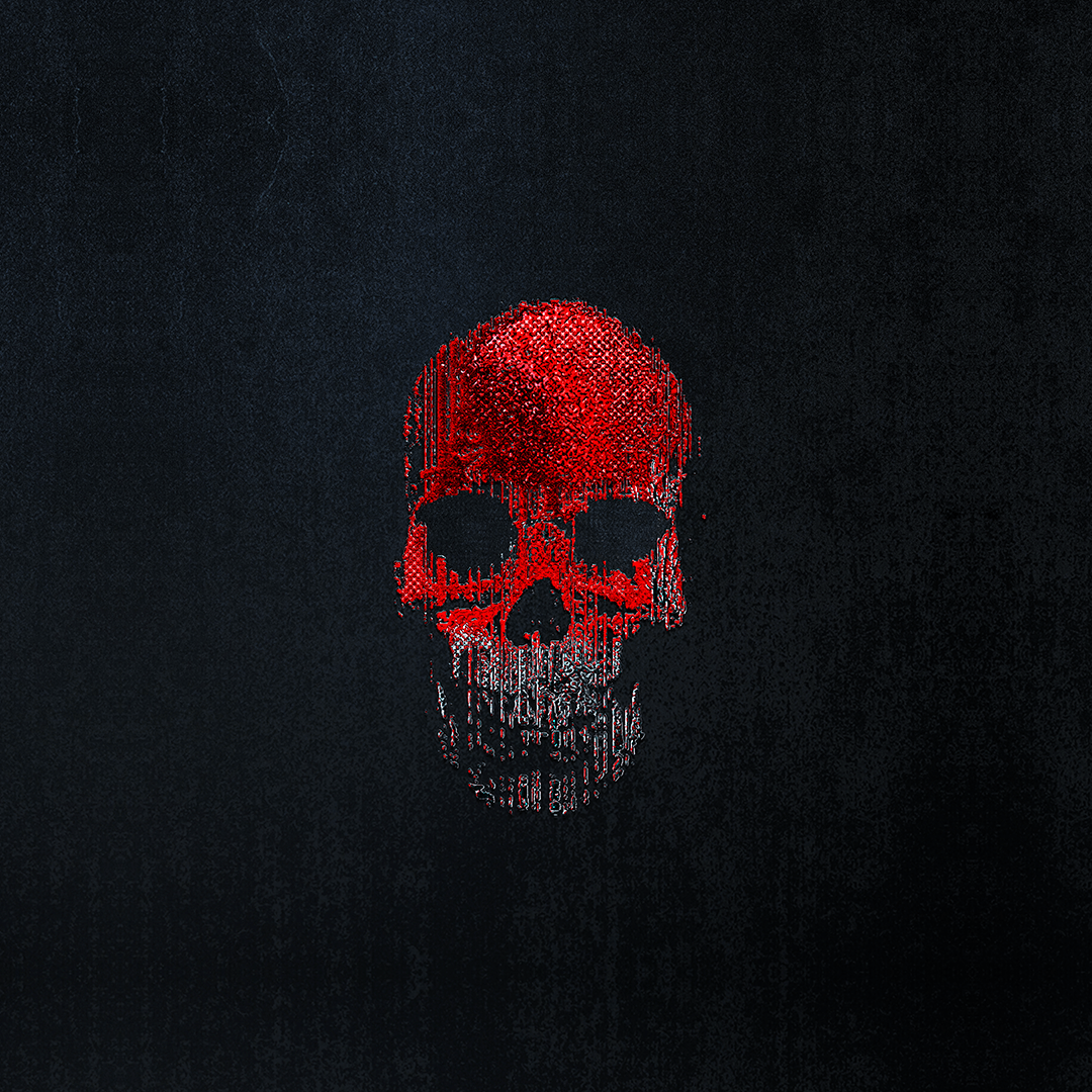 OK Skull, Red on Black, No. 1