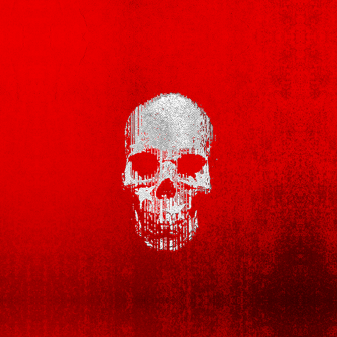 OK Skull, White on Red, No. 1