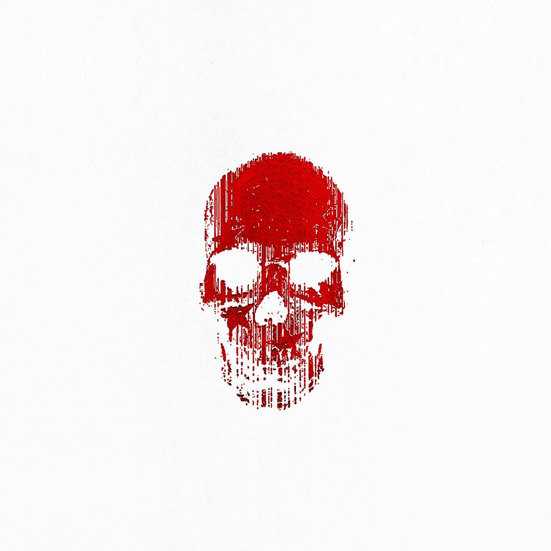 OK Skull, Red on White, No. 1