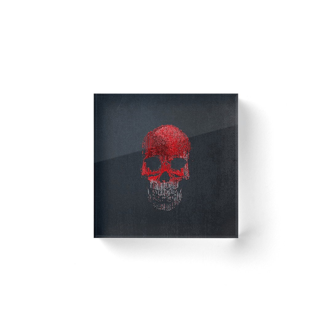 OK Skull Red No. 3 — Acrylic Block